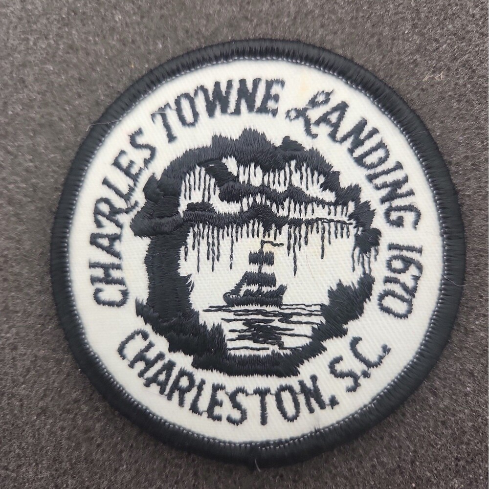 Patch Charles Towne Landing 1670 Charleston S.C. Embroidered Sew On Iron NOS VTG